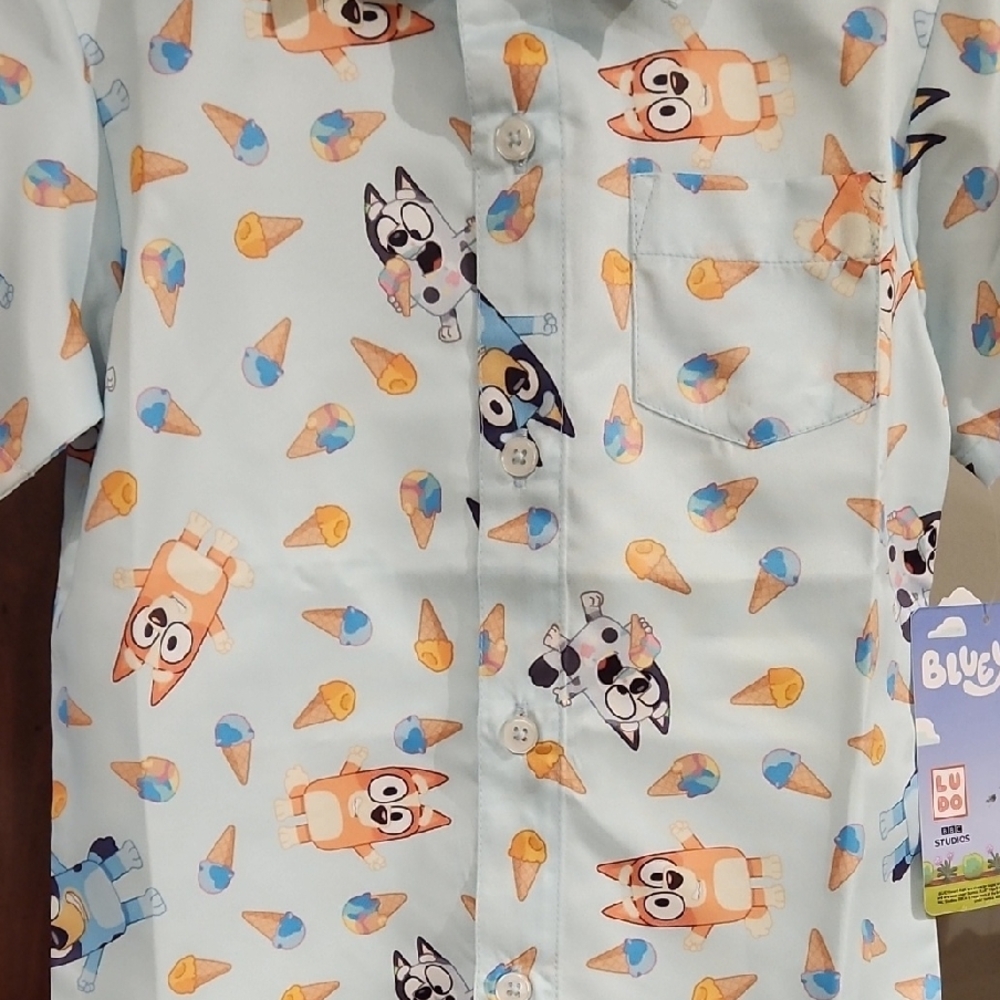 Bluey Button Down Shirt with Cartoon Animal Design. - Picture 8 of 13